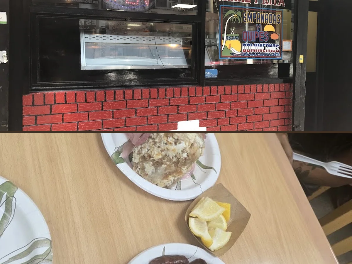 Casual dining with Dominican specialties on display.