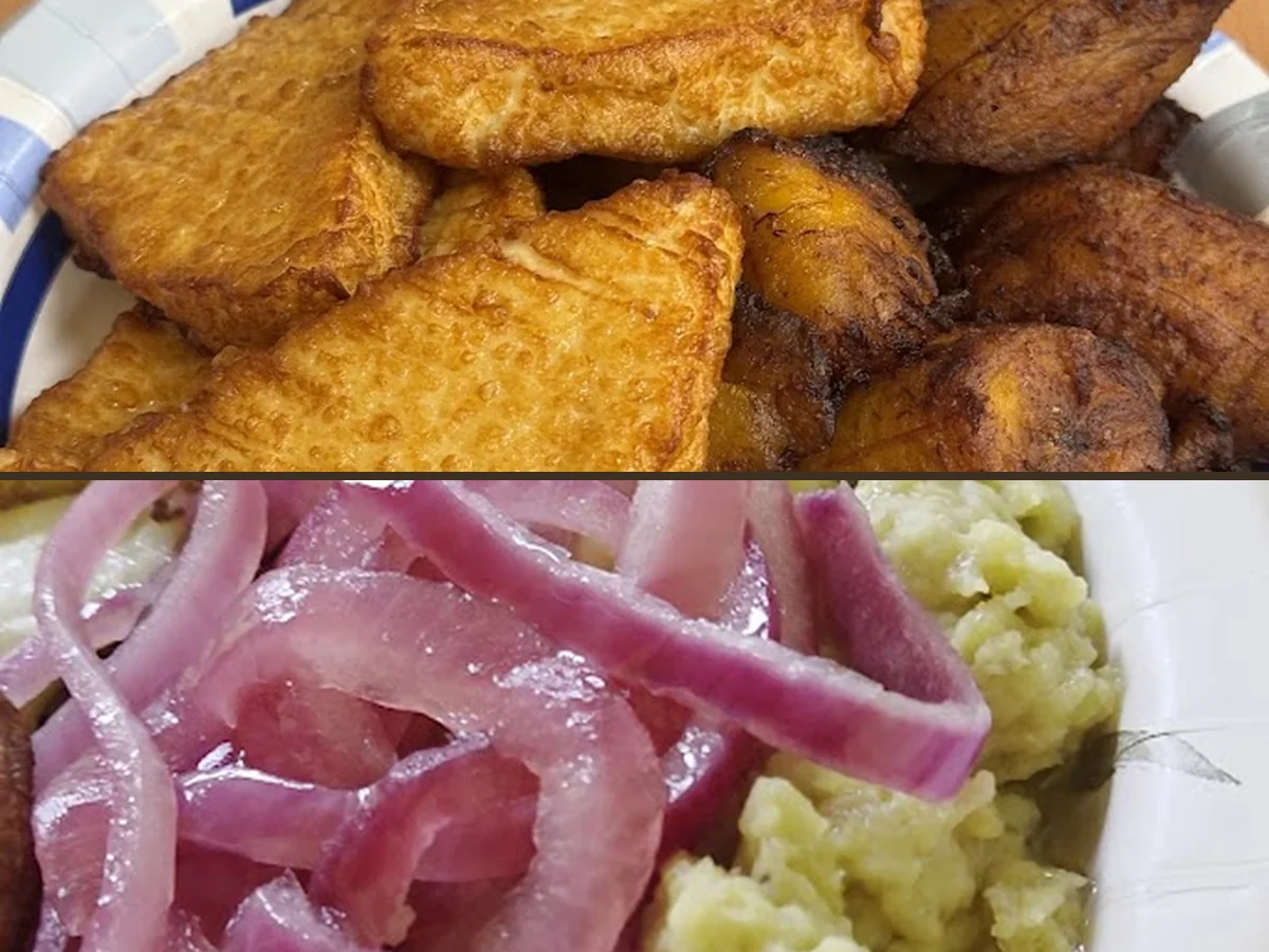 Casual dining with Dominican specialties on display.